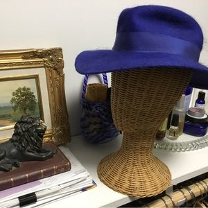Italy Cashmere & Wool Blue Fedora Hat
